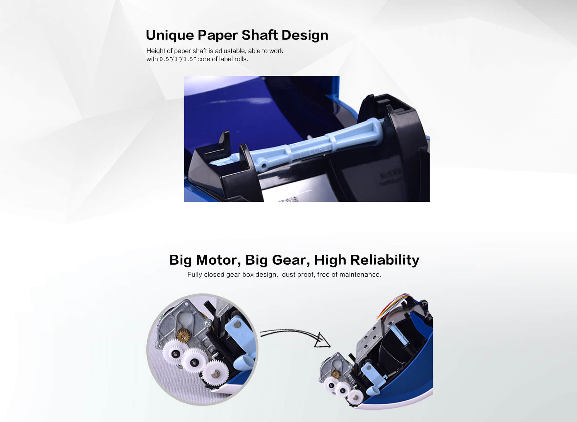 HPRT LPQ80 label printer paper shaft